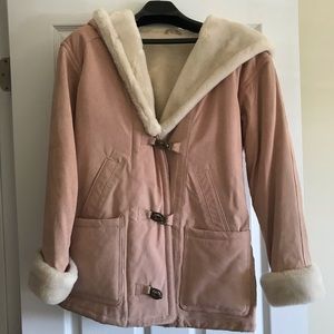 Moda International pink leather winter coat